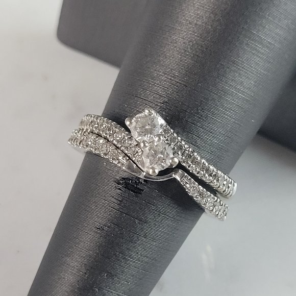 Womens Vintage Estate 14K White Gold Diamond Engagement Ring Set, 6.7g E6560 - Picture 1 of 6